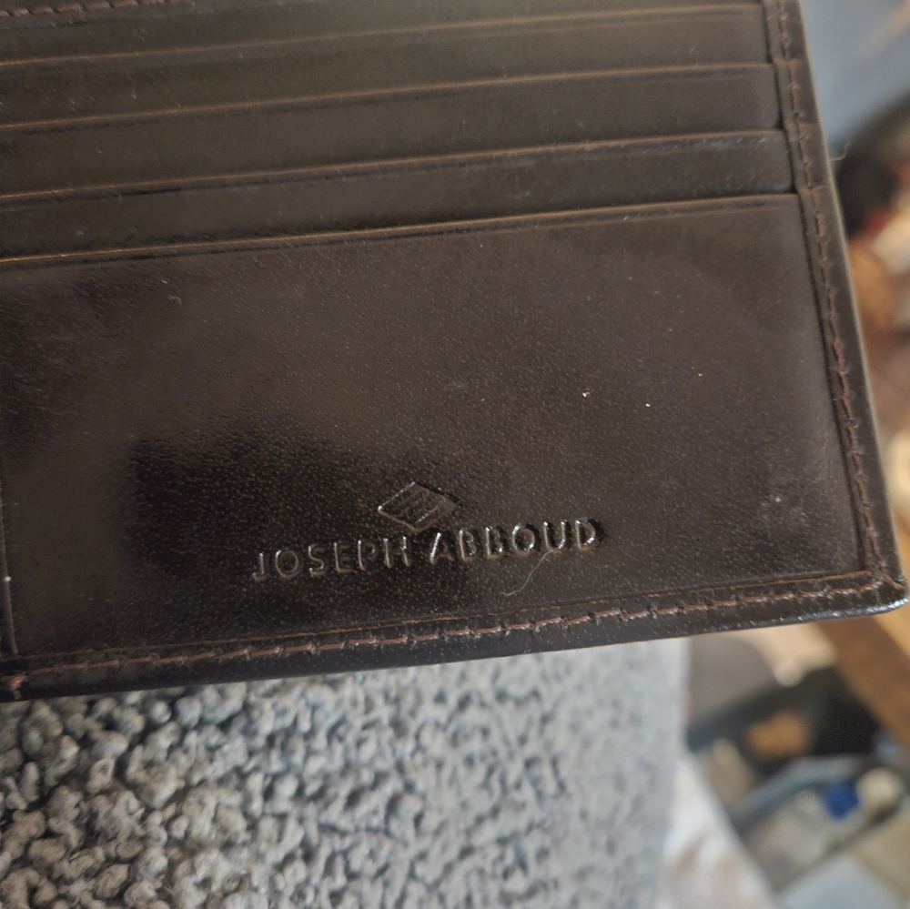 JOSEPH ABBOUD RICH BROWN LEATHER MENS' BILL FOLD